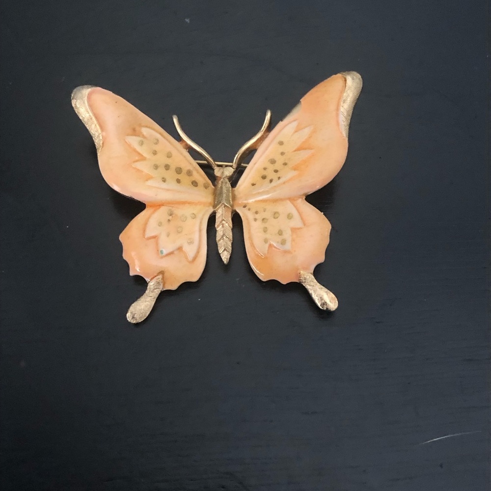 Crown Trifari enamel with gold accent butterfly